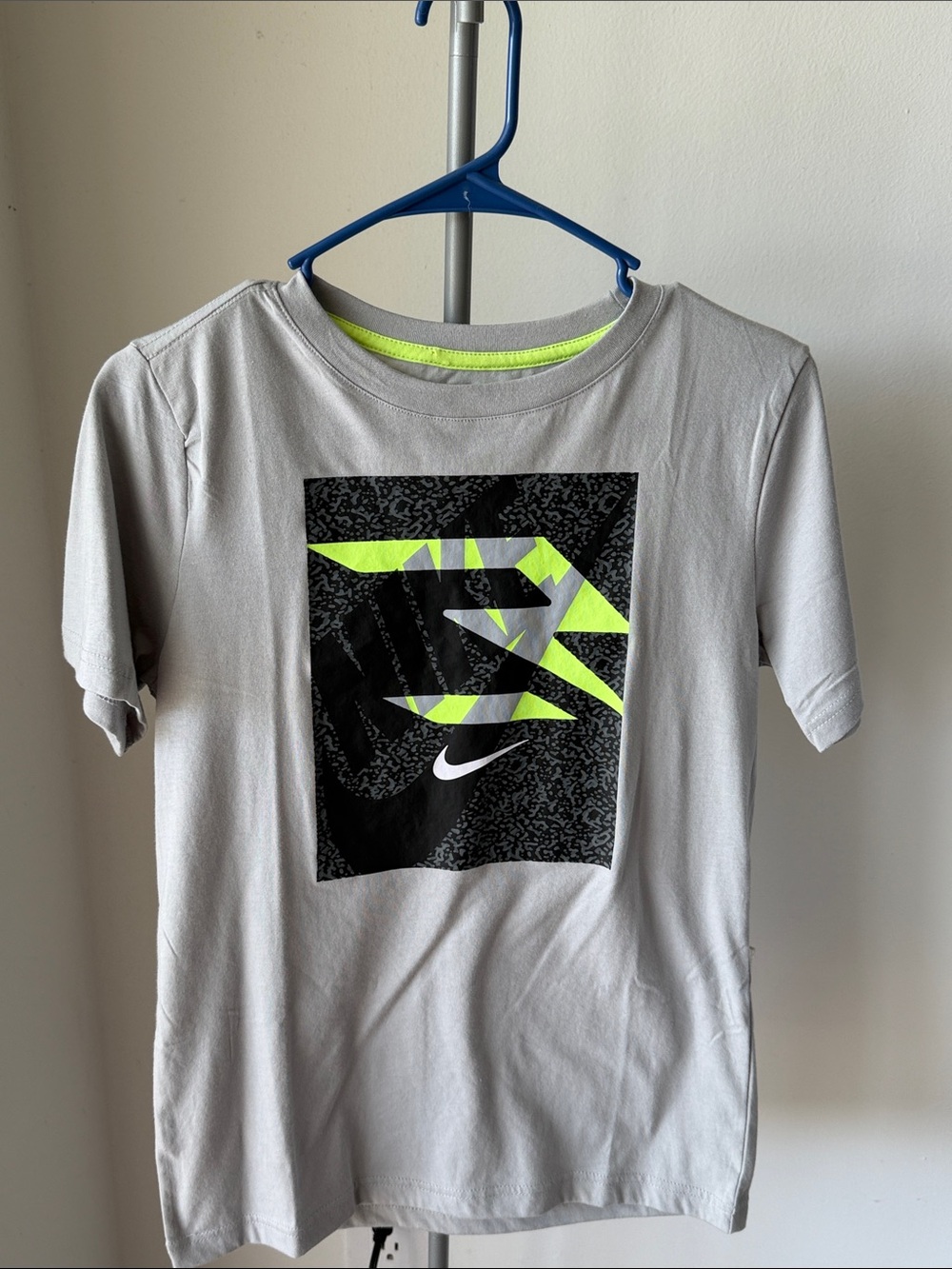 Nike Gray Tee with Black and Neon Yellow Graphic